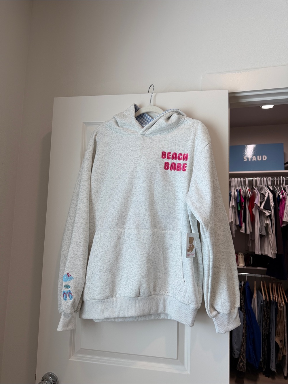Happy Camp3r Beach Babe Gray Hoodie Sweater - Casual Women's Pullover